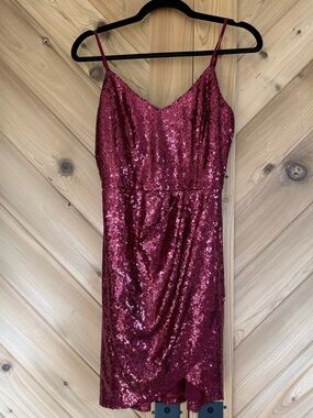 Lulus Burgundy Sequin Slip Dress